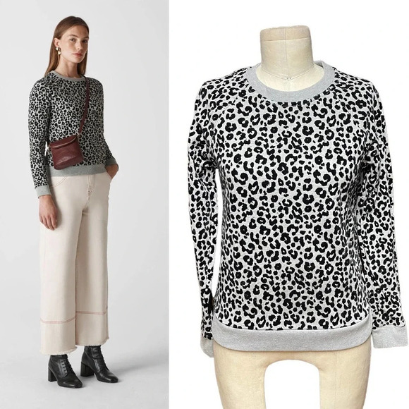Whistles‎ Cheetah Flocked Sweatshirt Grey Marl Size XS - Picture 1 of 9
